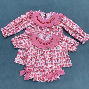 Mamas Bestie Kids Girls Long Sleeve Smocked Dress