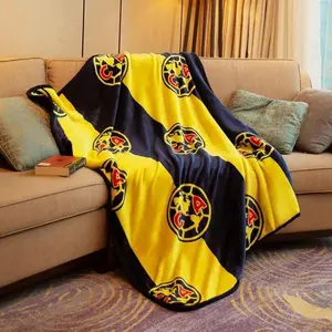 Club América Blanket – Yellow & Navy Fleece Throw for Soccer Fans| Soft Bed or Couch Blanket for Men & Women| CA Mexican Football Team Gift & Decor Comfort Blanket