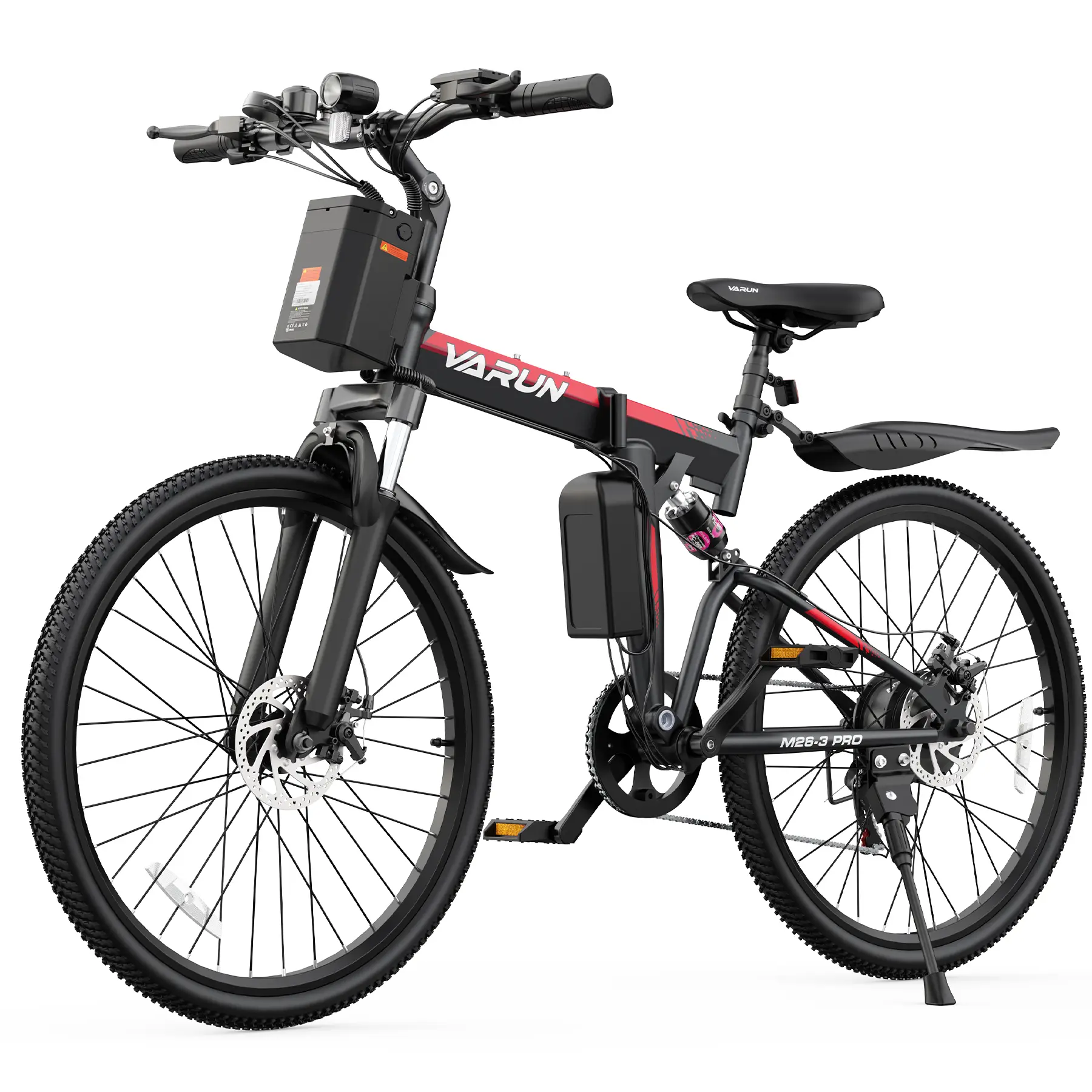 【VARUN】Folding Electric Mountain Bike for Adults - 750W Peak Motor, 48V Long-Range Battery, 20+ MPH Top Speed, 50 Mi Range, 7-Speed, Dual Hydraulic Suspension, Dual Disc Brakes