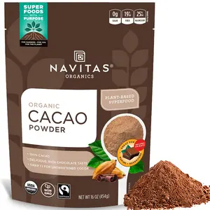 Navitas Organics Organic Cacao Powder - Chocolate-Flavored, 16 oz, 30 Servings, Cacaopowder for Chocolate & Malted Drinks