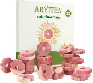 Aryiten Cedar Blocks for Clothes Storage,  Pack Cedar Rings, Aromatic Scent Cedar Planks for Clothes Storage Closets Clothes Hangers and Drawers Freshener Protection & Control