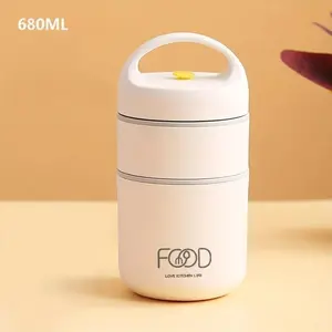 Must-Have 680ml Stainless Steel Thermal Lunch Box Portable Insulated Soup Cup with Handle Leak-Proof Easy to Clean Perfect for Office School Travel Camping - Containers