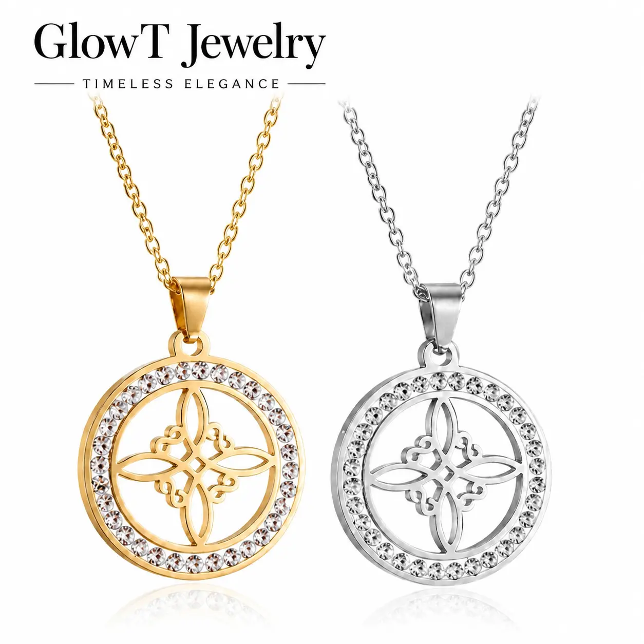 Witch Knot Necklace 18K Gold Plated Or Silvery Pendant Necklace, Copper Pendant with Cubic Zirconia Necklace, Nudo de Bruja Collar con Colgante de Cobre, Witchcraft Jewelry Protection Amulet Gift