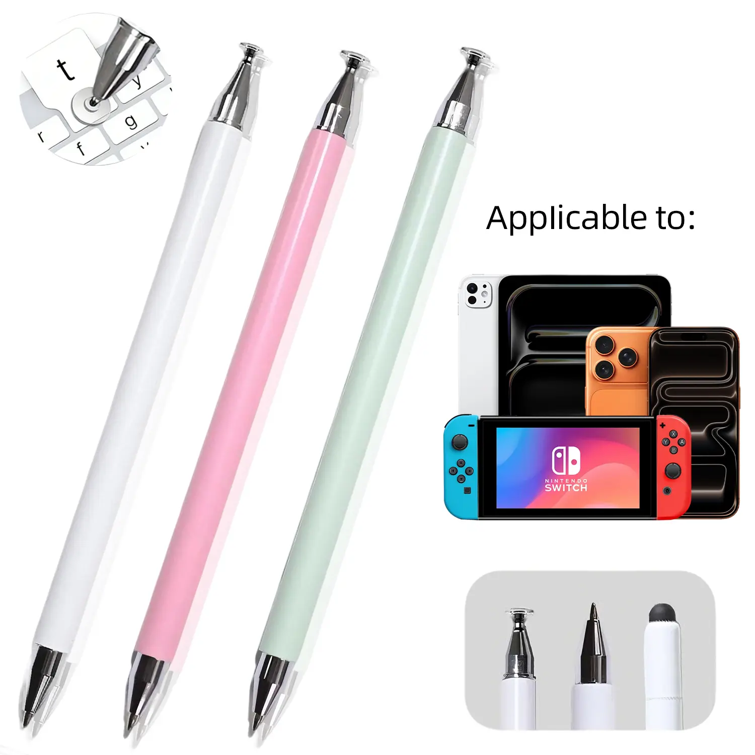 3-in-1 Universal Stylus Pen for Touchscreens, High-Sensitivity & Precision Capacitive Stylus Pen for iPad, Compatible with All Touchscreens on iPhone, iPad, Android, Switch,Samsung Galaxy, and Tablets BackToSchool