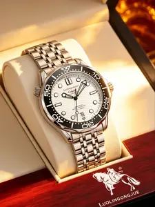 Business Men's Automatic Mechanical Watch, High-End Fashion Men's Wristwatch, Full Dial Night Light Display, Stainless Steel Men's Mechanical Watch, Analog Mechanical Watches, Fully Automatic Watch, Luminous Dial Watch