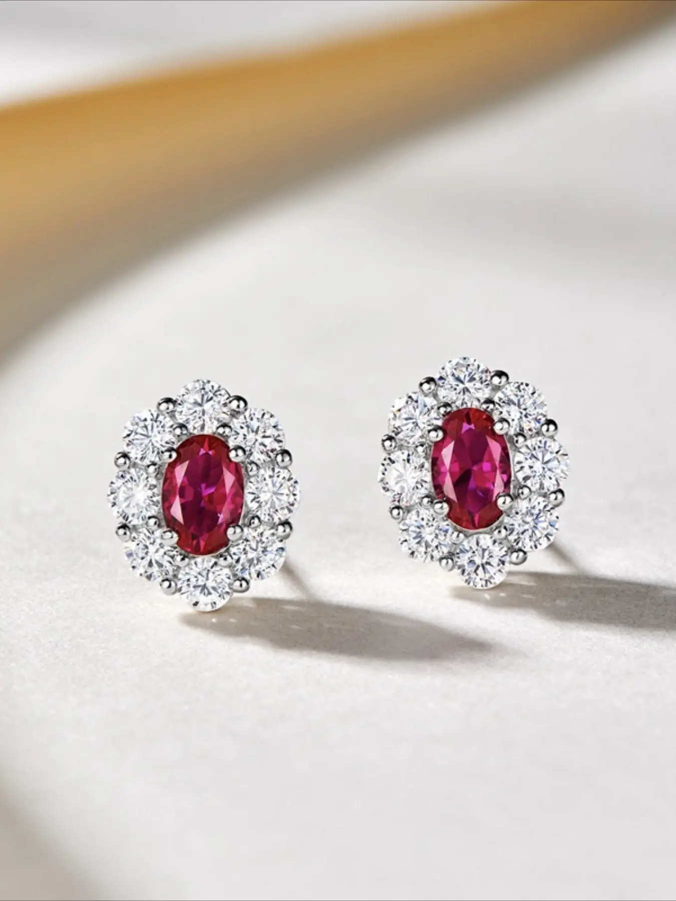 Women's Red Oval Cut Inlaid Zircon Stud Earrings , Ear Studs, Valentine's Day Christmas Gift, Bridal Wedding Engagement Jewelry, Daily Wear Decorative Accessories