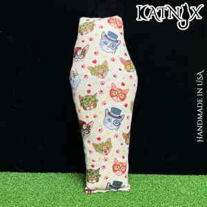 Katnyx Coffin Cat Kicker Toy with Catnip - Cat Faces