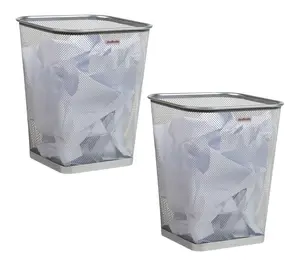 Mind Reader Set of 2 Mesh Trash CanSquare Wastebasket