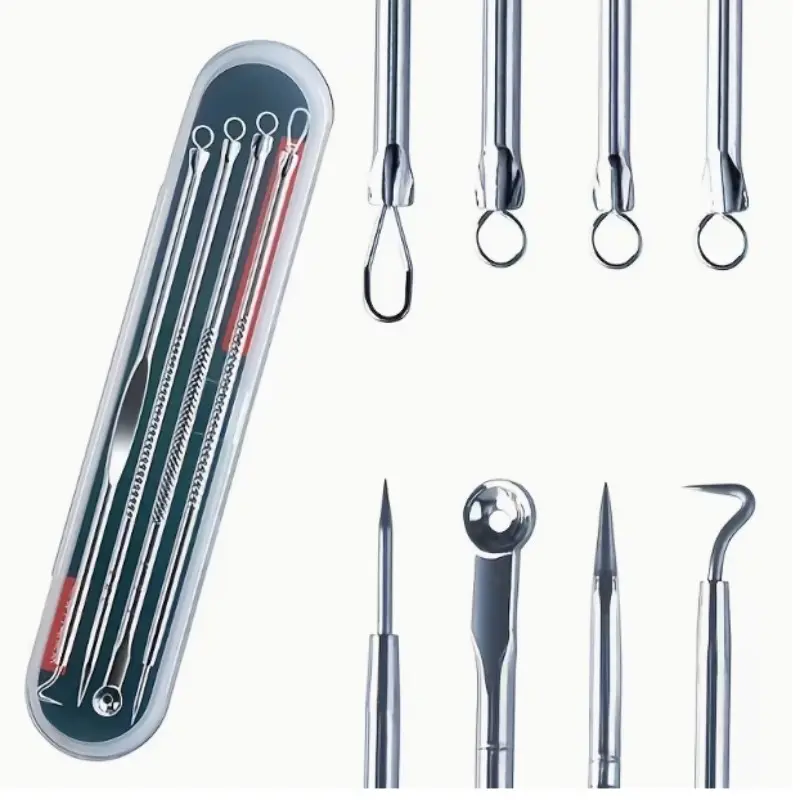 4-Piece Stainless Steel Professional Blackhead Acne Needle Set, Blackhead Remover, Includes Pore Cleaning Needles, Suitable for Oily/dry Skin, Unisex Skincare Tool, Beauty Tools