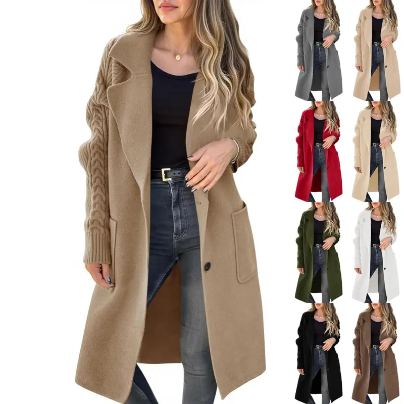 Imily Bela  Womens Long Cardigan Sweaters Chunky Knit Open Front Button Lapel Casual Fall Coatigan Jackets