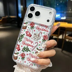 Transparent Magnetic Smartphone Case, Acrylic Back Non-Slip Protective Cover with Christmas Delight Pattern, Suitable for iPhone 11-17, Pro, Max, Plus, Air E, Cellphone Handheld Accessories, Wireless-Friendly Gift