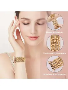 Women's Beaded Bracelet Compatible Apple Watch Bands, Elastic Strap Fits Various Sizes, Stylish Replacement Wristband for Iwatch Series