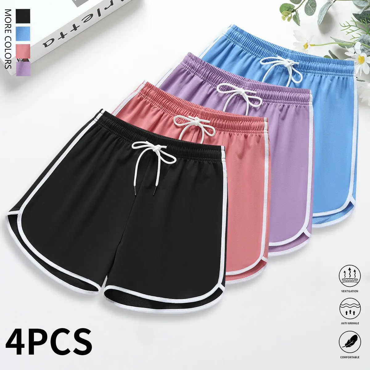 Black + Rose Red + Purple + Light Blue