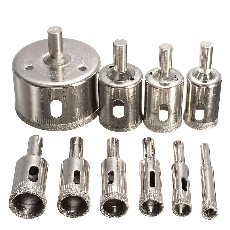 10-piece/set Diamond Coated Hole Saw Drill Bit Set - Drill Perfect Holes in Tile, Marble, Glass, and Ceramic! Diamond Drilling Bits Tool