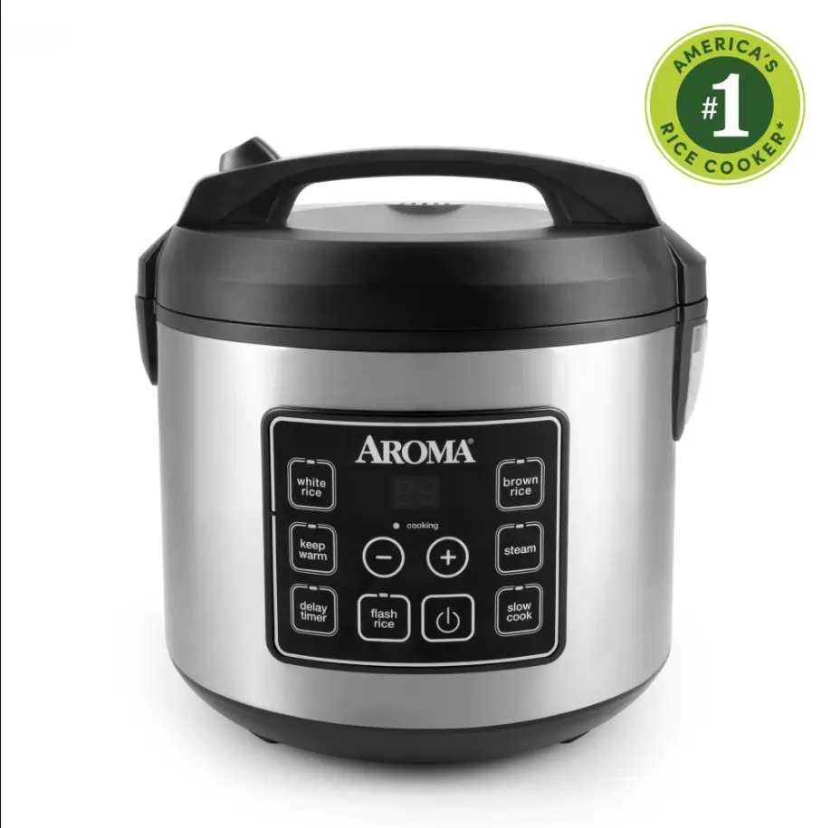 AROMA 8-Cup Digital Rice Cooker & Food Steamer with Bonded Granite Nonstick Ceramic