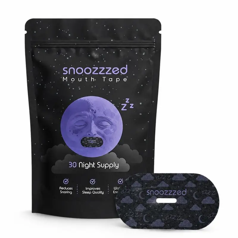 snoozzzed Mouth Tape - 30 Night Supply for Comfortable Sleep, Reduces Snoring, Hypoallergenic Sleep Aid Comfort Nasal Magnetic Clip