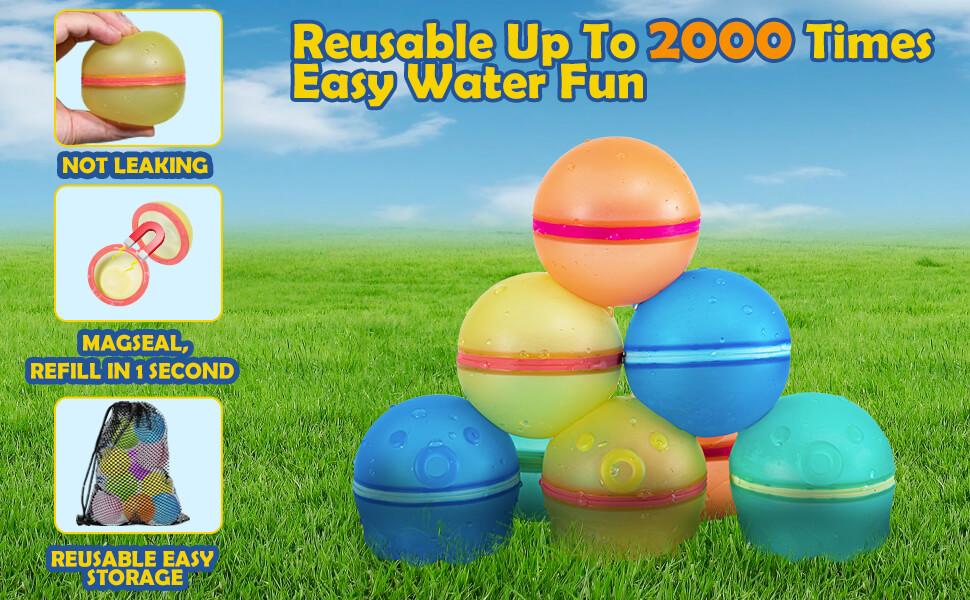 Reusable Magnetic Water Balloons 16 Pack – Silicone Self-Sealing Water Balls for Group Water Fights, Quick Fill Splash Toys, Eco-Friendly Pool & Beach Party Toys for Kids & Adults