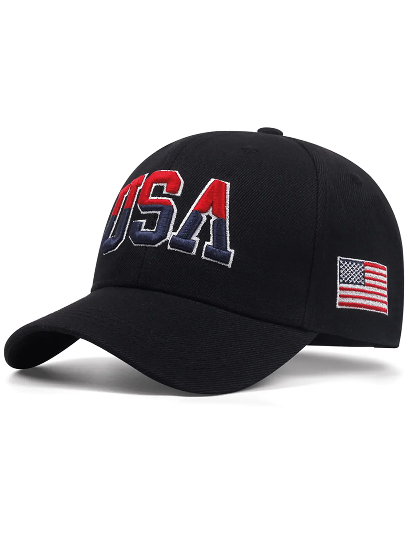Fashion Trends USA Side American Flag-Embroidered Street Skateboarding Hat, Outdoor Cycling Sunshade Unisex Baseball Snapback Cap, Adjustable Patriotic Hat, Graphic Hats