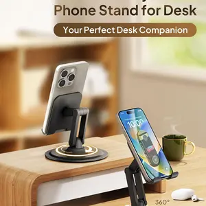 Muuuhha Cell Phone Holder Height and Angle Adjustable Cell Phone Holder Universal Holder for Leisure Business Office, Home with Anti-Slip Base and Convenient Charging Port, Fits All Smart Phones Cellphone Smartphone Stand Mount