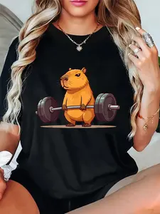 100% Cotton Unisex Deadlift Capybara Funny Fitness Capy Lover Men Women T-Shirt