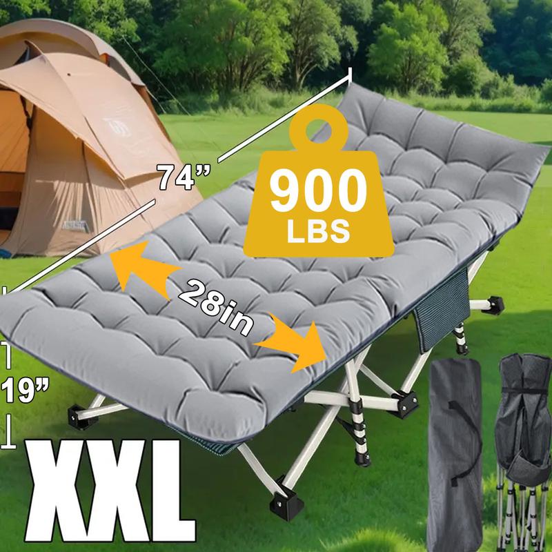 Folding bed outdoor, Folding CampingCots for Adults, Double Layer 1200D900lb Loading Cot for Sleeping,Heavy Duty Guest Bed with MattressCarrying Bag Home Camping, foldingportable camping bed
