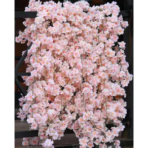 8pcs 47.2ft Artificial Cherry Blossom Flower Garland Hanging Vines for Spring Home Room Wedding Party Kawaii Decor (Pink-8PCS)