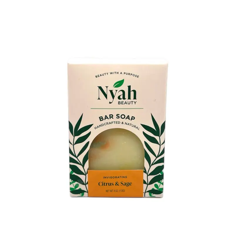 Nyah Beauty Citrus and Sage Bar Soap 142g Handcrafted Natural with Olive Coconut Oils & Shea Butter for Hydrated Skin