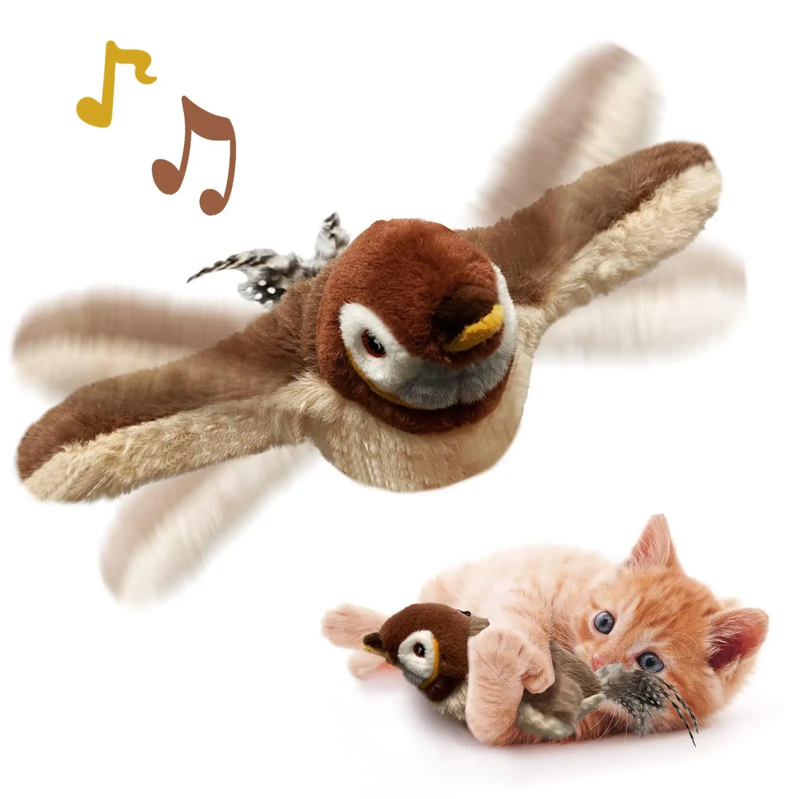 Cute Interactive Cat Toy, Realistic Bird Design Kitten Teaser Toy with Catnip, USB Rechargeable Pet Toy, Indoor Cat & Dog Toy, Pet Accessories Tools