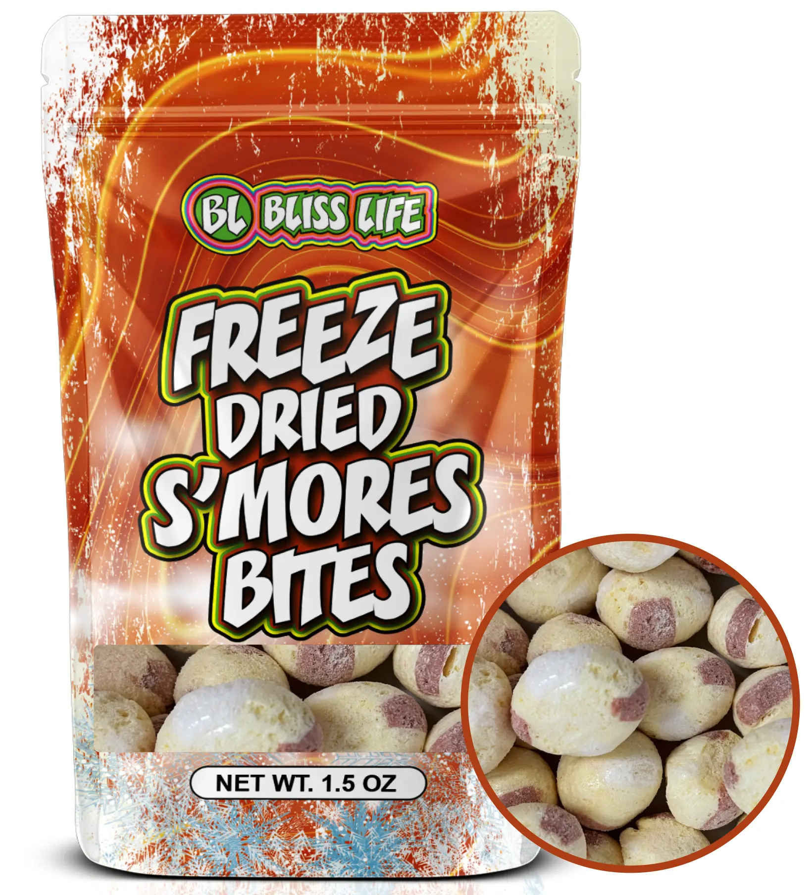 Bliss Life S'mores Bites | Light & Crunchy Candy | Graham Cracker, Chocolate & Marshmallow Flavor | 1.5 oz