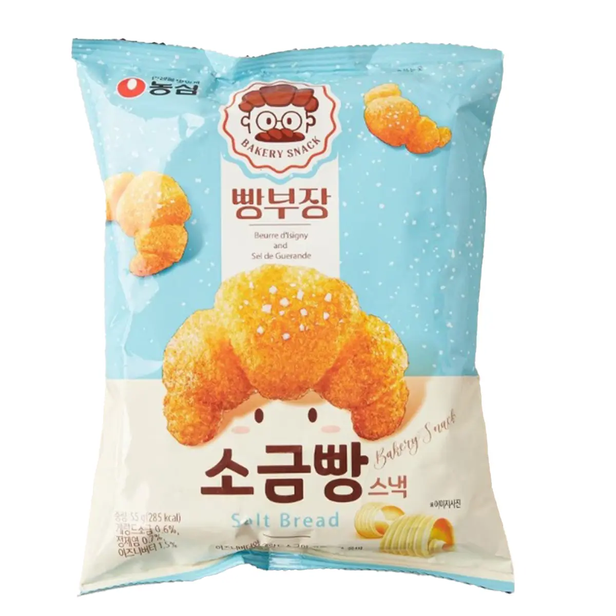 NONGSHIM Korean Crunchy Corn Snack - Mini Salt Bread, Crispy Mini Croissant Snack, Crunchy Snack