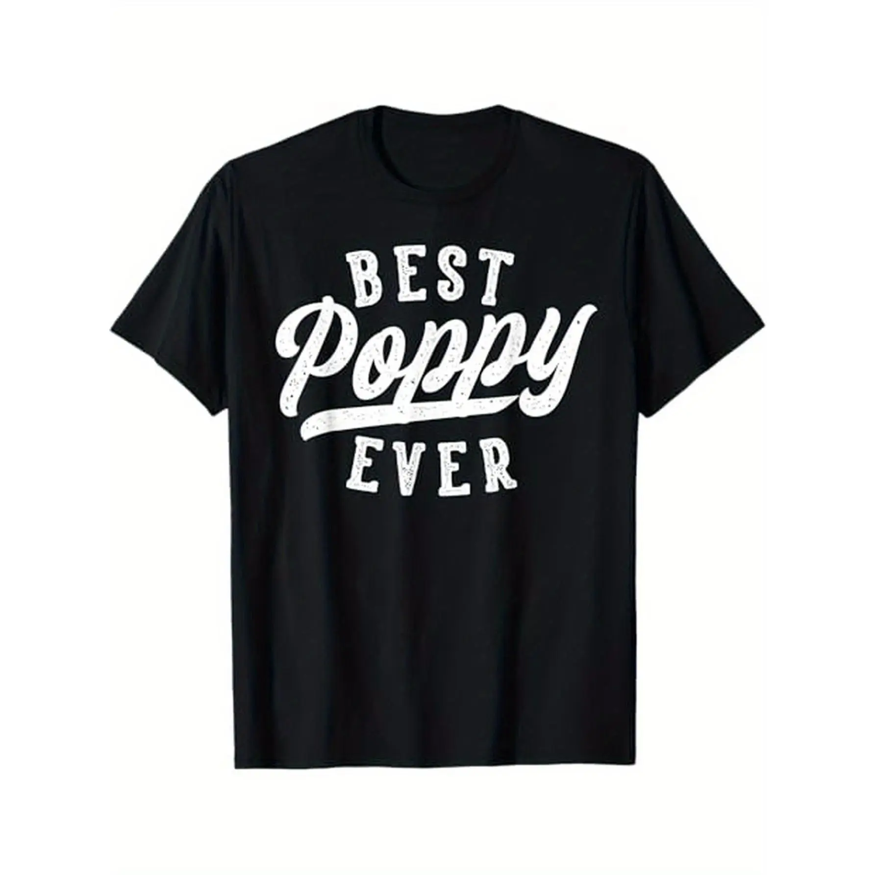 "Best Poppy Ever" T-Shirt - 100% Cotton Crew Neck Tee, Casual Printed Top with Medium Stretch, Regular Fit for Adults - Perfect for Halloween, Thanksgiving, Christmas Gift, Black,Made in USA
