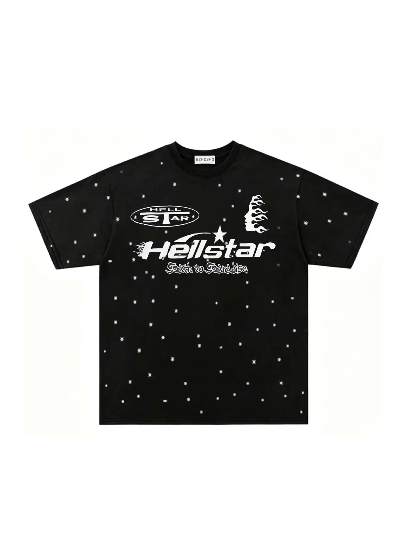 American Vintage Streetwear Washed Tie-Dye Star Letter Flame Graphic T-Shirt, Menswear, Men's Summer New Fashion Casual Sport Round Neck Short Sleeve Top
