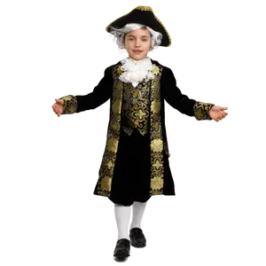 Washington Costume Dress For Kids - Colonial Outfit with Long Coat, Attached Vest, Jabot & Knickers - Historical Dress-Up for Pretend Play Fun, School Plays, Theme Party & Patriotic Events