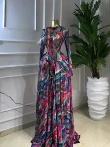 Women's PULKRITU Round-Neck Long Sleeve Woven Maxi Dress, Romantic Valentine's Day Party Outfit Gown, Sexy Mesh Sheer Dress, Spring Lady Dress for Evening Club Wear, Elegant Evening Wear, Formal, Womenswear
