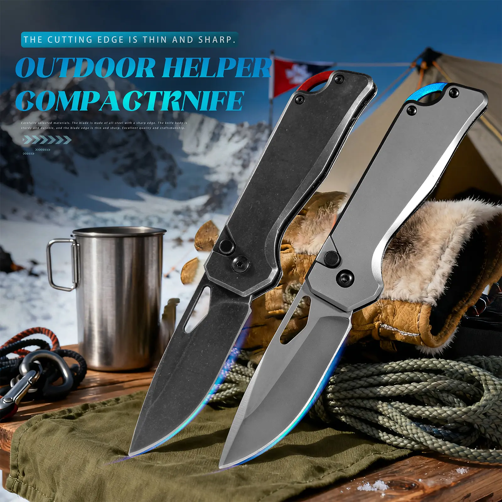 Pocket Knife, Stainless Steel Folding Knife, Outdoor Survival Folding Pocket Knife Blade With  Pocketclip, Ideal For Hiking Camping Fishing EDC
