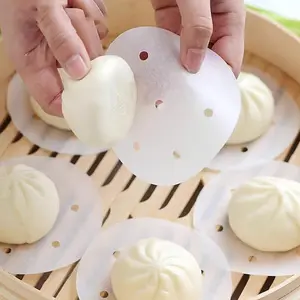 150pcs of 9Cm Perforated Baking Steamer Paper, Suitable for Kitchen Baking And Steaming Dumplings Or Grains