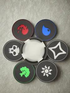 Bring Magic to Your Tabletop with this Set of 6 - Magic The Gathering Inspired Mana Coasters - Great Gift for Gamers!