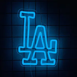 WonderfulLife Dodgers Neon Sign for Garage or Man Cave Decor,Gifts for Men With Dodge Baseball Team Logo,Blue Neon for Party,Bar,Dorm,Office Wall Art and Game Room Deco, Atmosphere Lighting