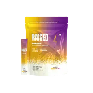 Raised Energy Nootropic Energy Powder with Natural Caffeine TTS 200mg Passion Fruit Flavor 15 Sticks for Peak Focus & Mental Clarity - Beverage