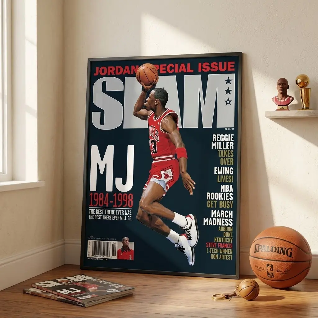 Michael Jordan NBA SLAM Cover Poster | Iconic Basketball Poster Decor Print, Home Decor Gift