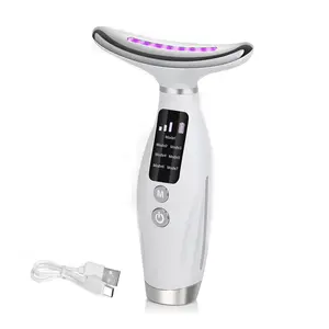 Red Light Massager for Face and Neck,  Skin Care Tool, True Beauty Glow Facial Massager,  7-in-1  Home Use Relaxing， portable  neck face massager，Colorful LED Red Light Therapy Wand，facial beauty pro glow，girlfriend gift Adjustable Hy69-White