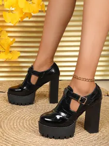 Women's Fashionable Solid Color Platform Heel Shoes, Casual Comfortable Thick Sole for Daily Wear, Trendy All-match for Women & Girls