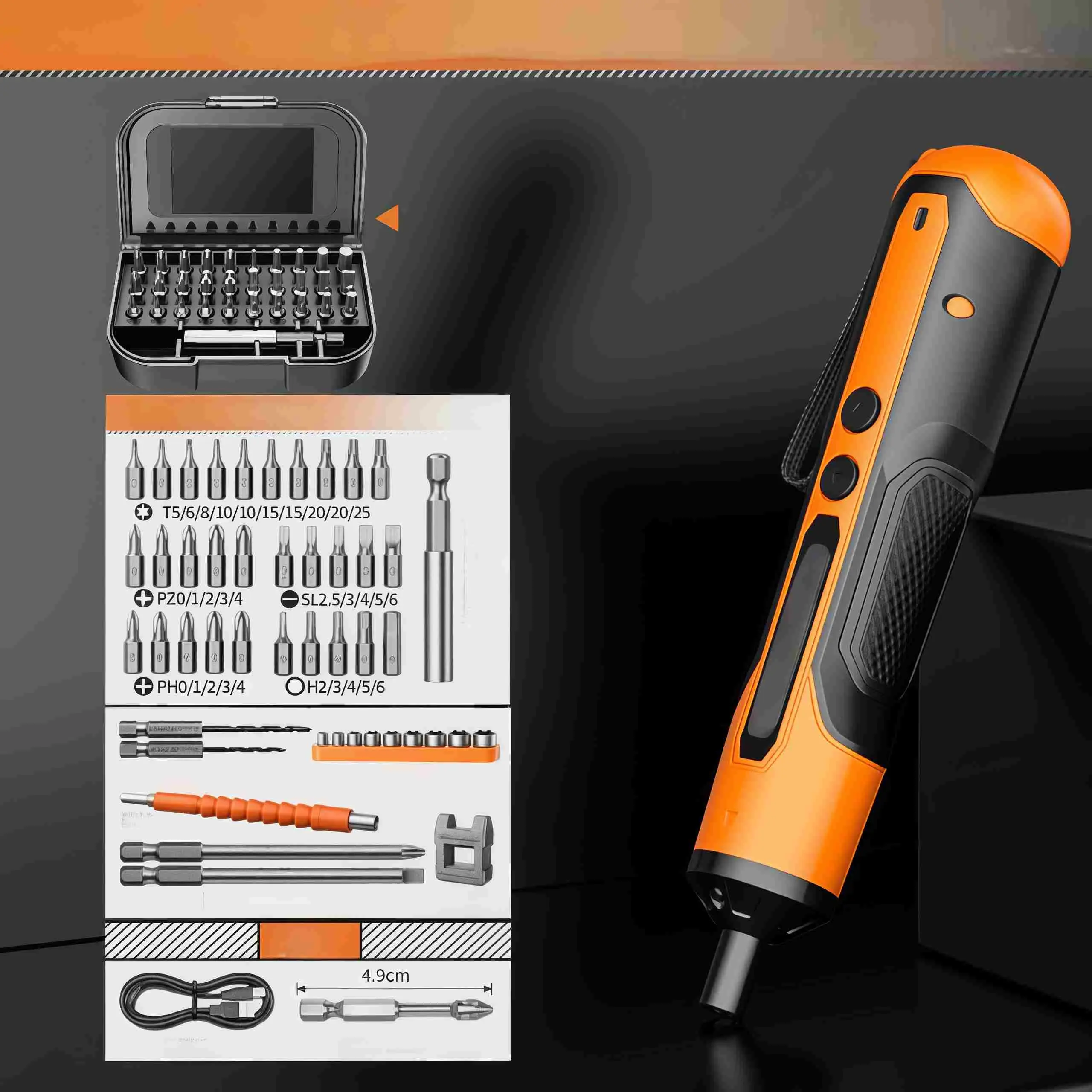 30-Piece Rechargeable Electric Screwdriver Set with Bits, Compact, Versatile Hand Tool for Home Use, Ideal for Mobile Phone & Camera Device Repair