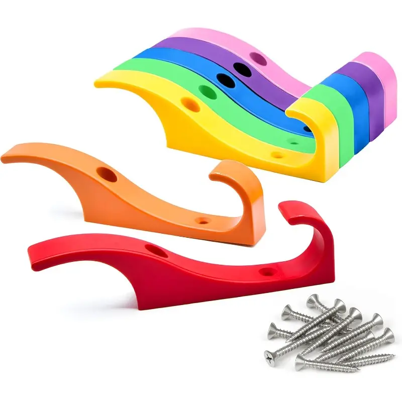 Heavy-Duty Hooks for Hanging Coats, Jackets, Backpacks, Baseball Caps - Wall-Mounted Rainbow-Colored Hangers, Perfect Hook For, Bathroom Robes And Towels |   J-Type Hooks 7pcs Set, Utility Hooks