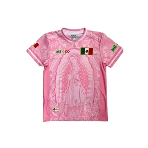 Mexico Light Pink Virgencita Jersey with Iconic Design and Authentic Mexican Flag Details Perfect for Fans
