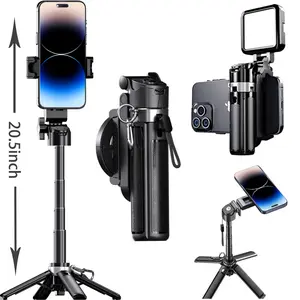 2026 Upgraded extend to 20.5 inches New 4-in-1 Multifunctional Magnetic & clamping Selfie Stick, 360 Rotating Angle, Mini Size, Foldable Storage, Phone Holder Tripod , Camera Grip, Vlog Live Photography Tool, Rechargable Remote control,Valentine's Day