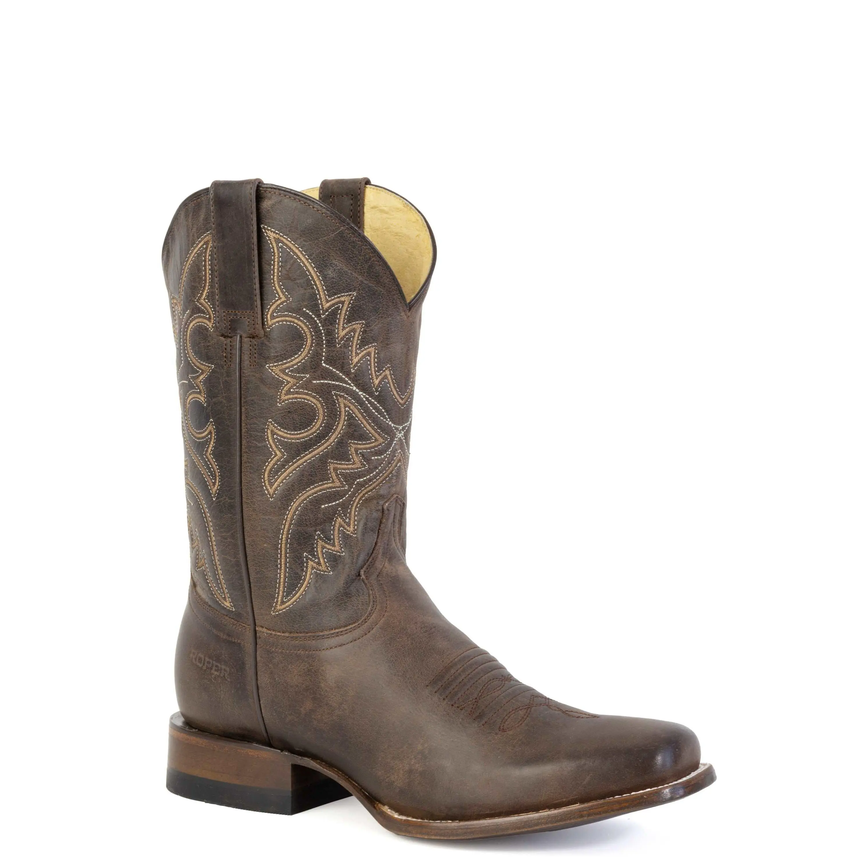 Men's Roper Dylan Leather Boots Handcrafted Brown