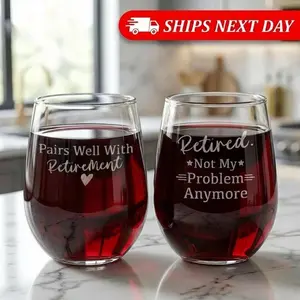 Funny Coworker Retirement Wine Glass Gift Set