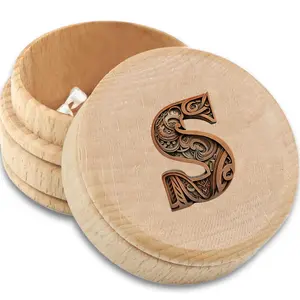 Wooden Letter Pattern Teeth Organizer Box, 1 Count Portable Teeth Saver Teeth Holder Box, Birthday and Shower Gift