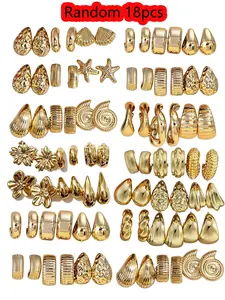 Random 18 Piece Fashion Water Drop Geometric Earrings Set, Women's Jewelry for Daily Wear, Date Gift, Casual Style, All Seasons